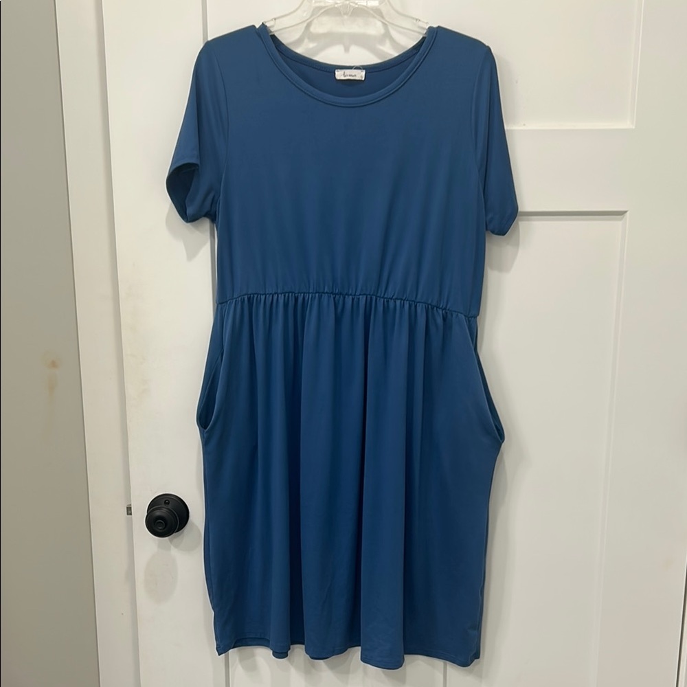 Blue Women’s Dress with Pockets